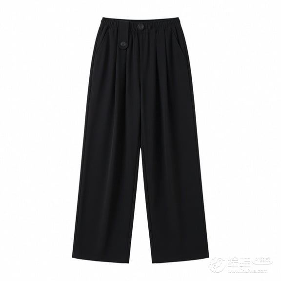 Lullu Girls Pleated Suit Pants Elastic Waist Loose Straight Leg Dress Pants, Sizes 6-7