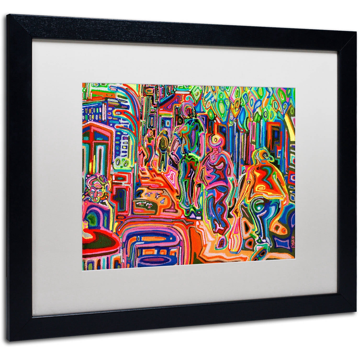 Trademark Fine Art "Folk" Canvas Art by Josh Byer, White Matte, Black Frame