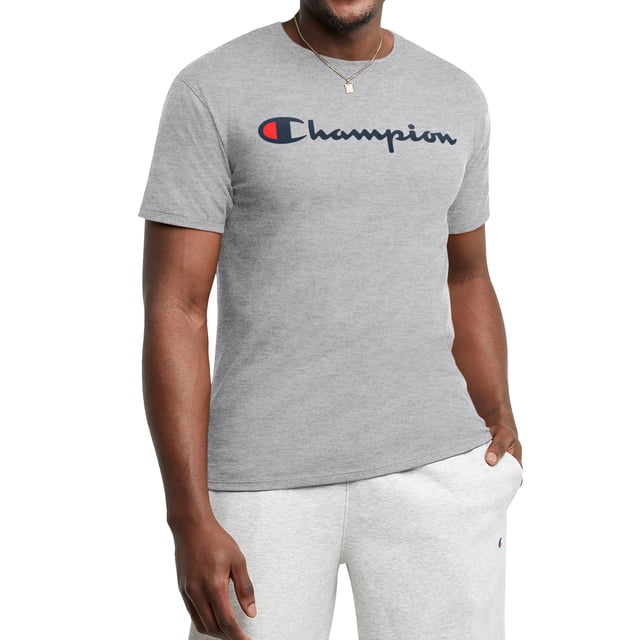Remera Champion Classic Script para Hombre Gris Oxford XS