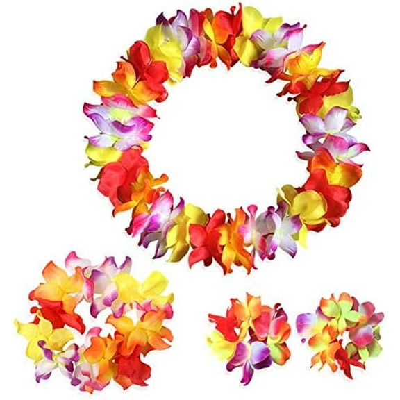 4 Pcs Multicolor Hawaiian Leis for Graduation Party, Dance Party, Photo Prop in Outdoors (Multicolor)