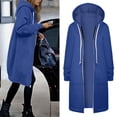 thumbnail image 2 of BUWTTED Womens Hoodies 2025 Zip Up Sweatshirts Oversized Fashion Long Hooded Fall Winter Fleece Jackets with Pockets Dark Blue XXXXL, 2 of 5