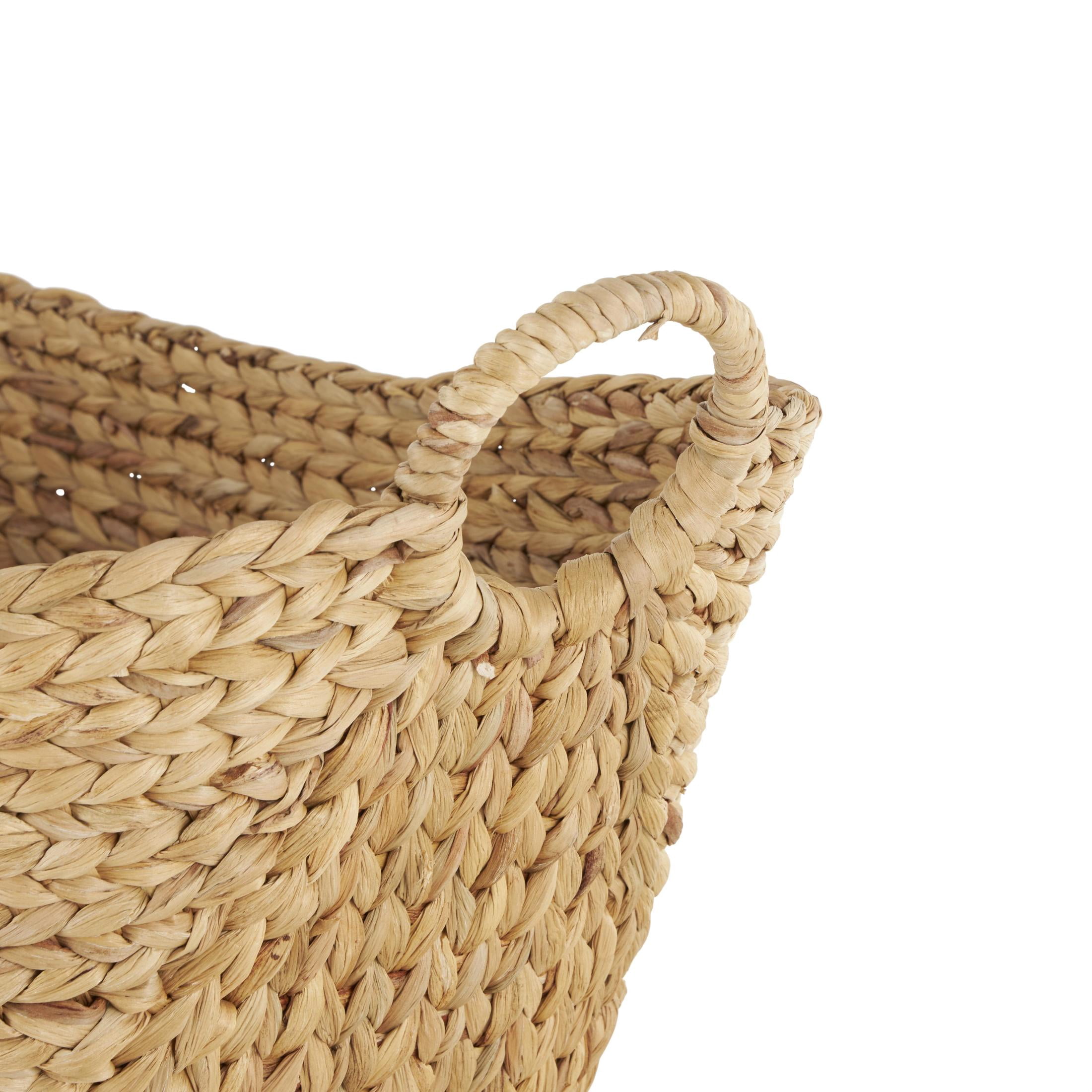DecMode 31" x 19" Brown Seagrass Handmade Large Woven Storage Basket with Ring Handles, 1-Piece
