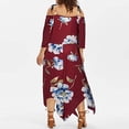 thumbnail image 4 of LSLJS Fashion Women Off Shoulder Plus Size Lace Up Maxi Flowing Floral Print Dress, 4 of 7