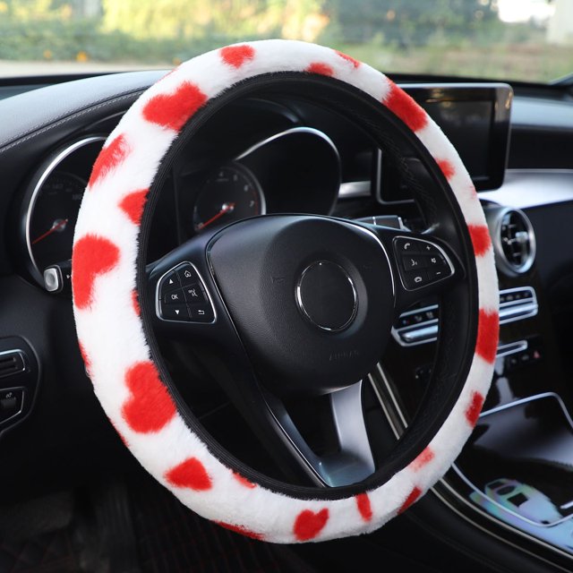 Sin anillo interior, funda elástica para volante de peluche de conejo de imitación de amor, peluche artificial