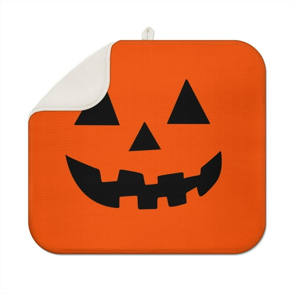 Halloween Dish Drying Mat for Kitchen Counter Pumpkin Spooky Ghosts Fall Dish Mat Absorbent Microfiber Reversible Dish Draining Mat Medium Dishes Pad 16 X 18 Inch