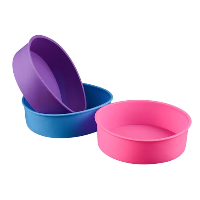 3 moldes redondos de silicona para hornear pasteles, moldes decorativos para cupcakes (color aleatorio, 17 cm)