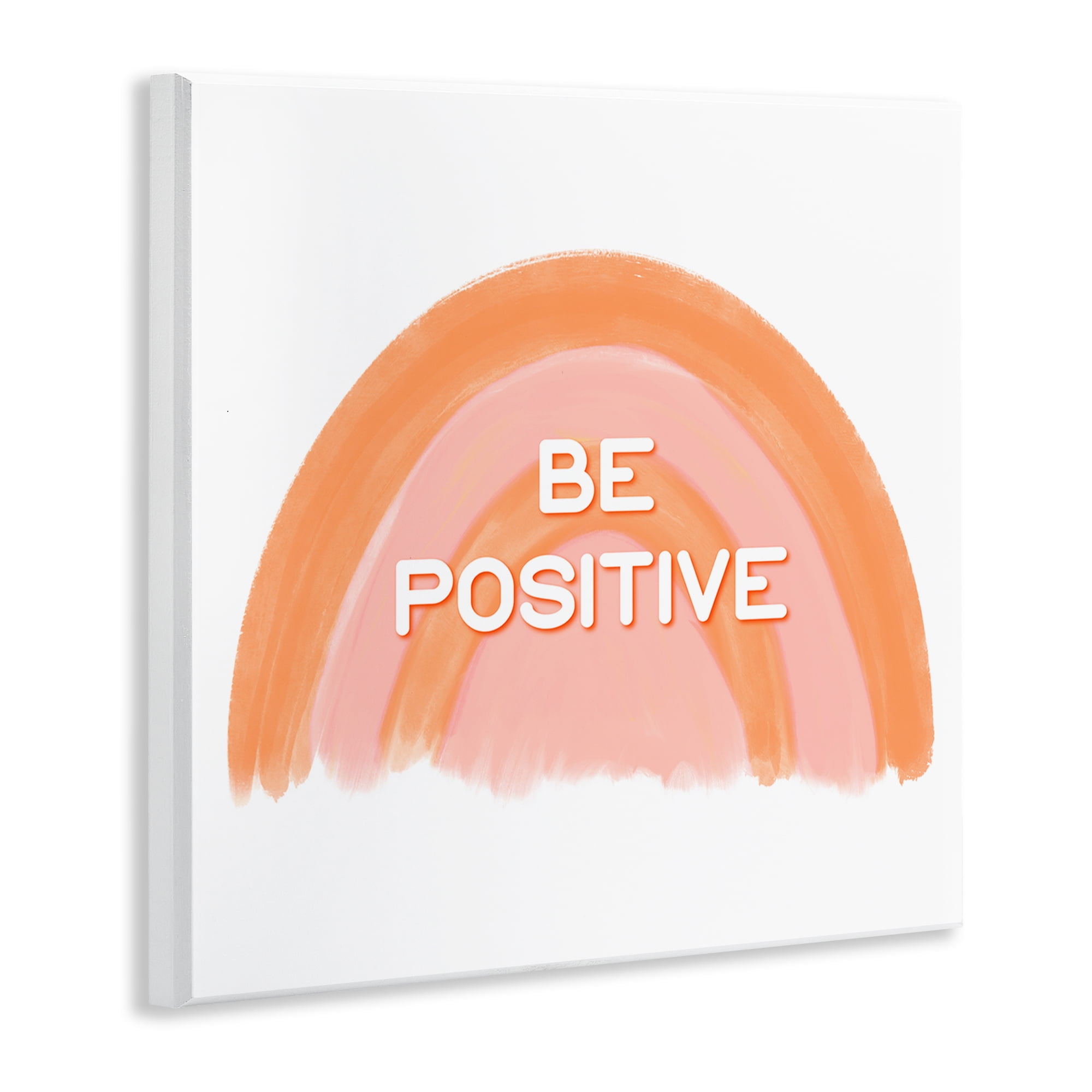 Stupell Industries Orange Be Positive Text & Numbers Painting Unframed Art Print Wall Art, 12 x 12