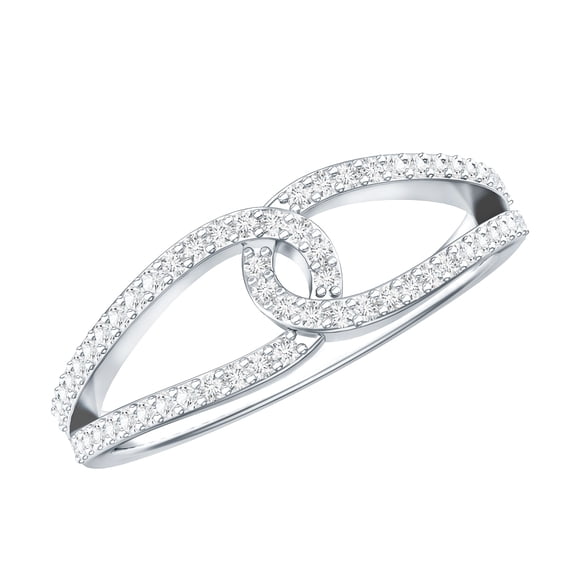Rosec Jewels Lab Grown Diamond Anniversary Ring - Interlock Ring - EF-VS Quality Certified, 925 Sterling Silver, US 4.00