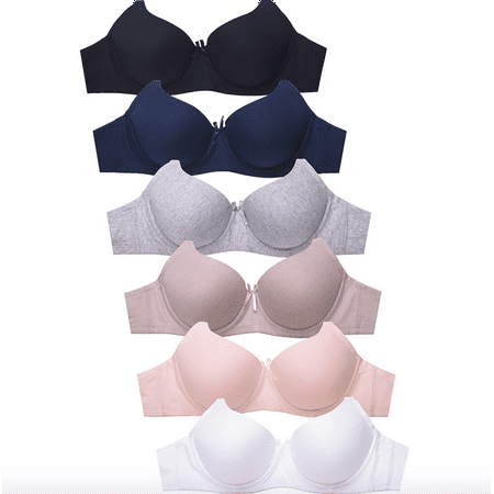 

6 Pieces Plus Size Wired Full Cup Plain Gentle Push Up Bra D/DD 40DD (4307wal)