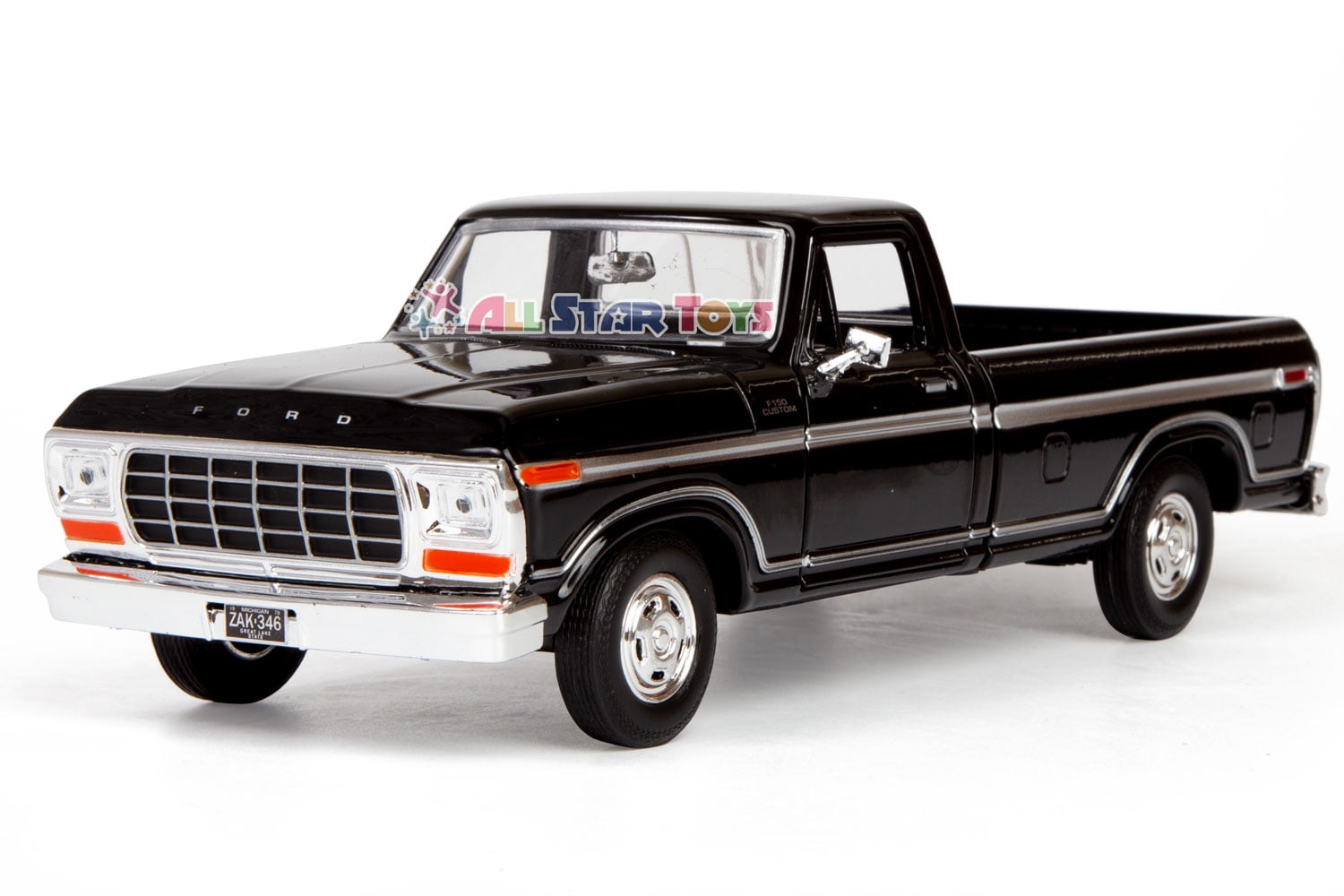 1979 Ford F-150 Pickup Classic F150 Pick Up Truck 1:24 Diecast Collectible Model Car Black Motormax 79346 All Star Toys Exclusive