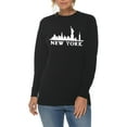 thumbnail image 3 of Oversized Statue of Liberty Skyline Graphic Long Sleeve Crewneck Tee - Black XL, 3 of 4