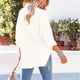 thumbnail image 4 of Camisas de manga larga con botones para mujer, blusa de manga larga con cuello en V holgada informal a la moda, Color puro, 4 of 6
