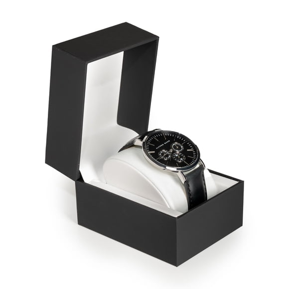 Prestige & Fancy Premium Black Watch Gift Box with Pillow – Single Watch case Storage Box PU Wristwatch Display Case Organizer for men and women for Christmas, Birthdays, Anniversary (Black)