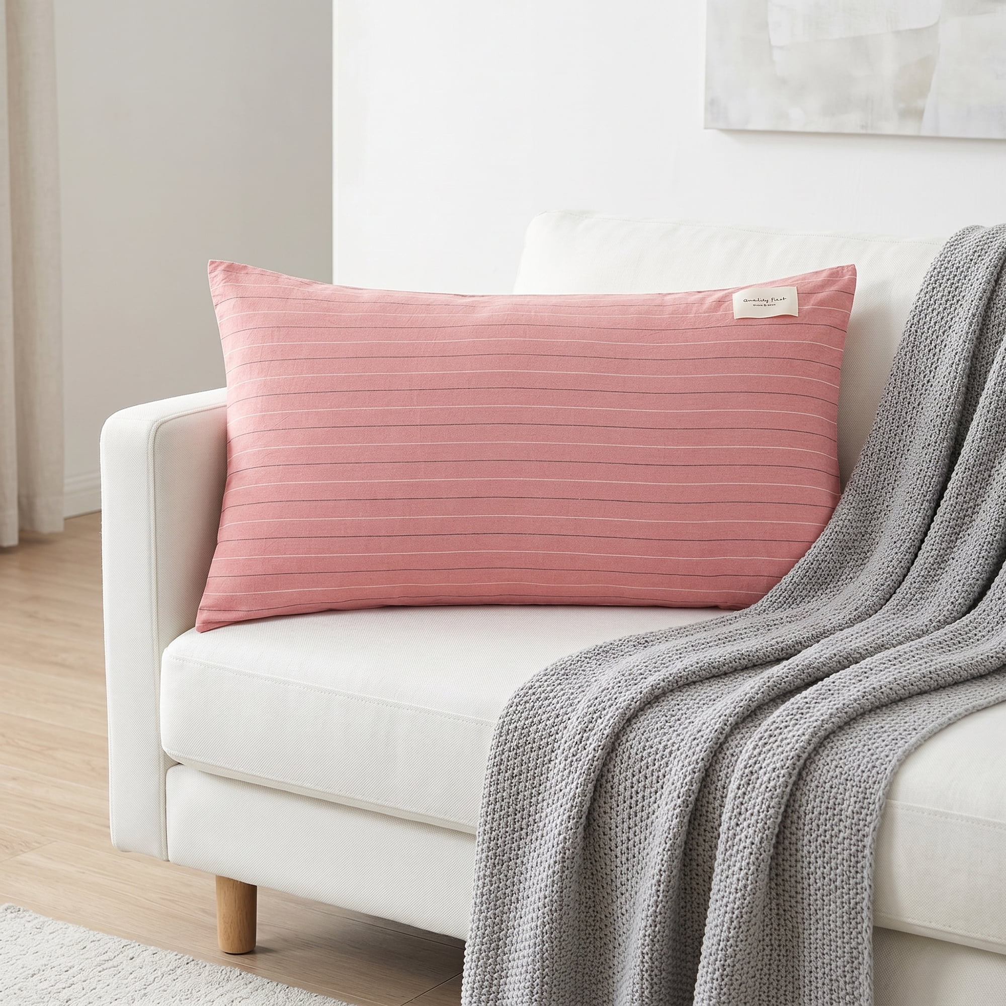 Unique Bargains 2Pcs Cotton Wrinkle Resistant Durable Pillowcase Queen Pink