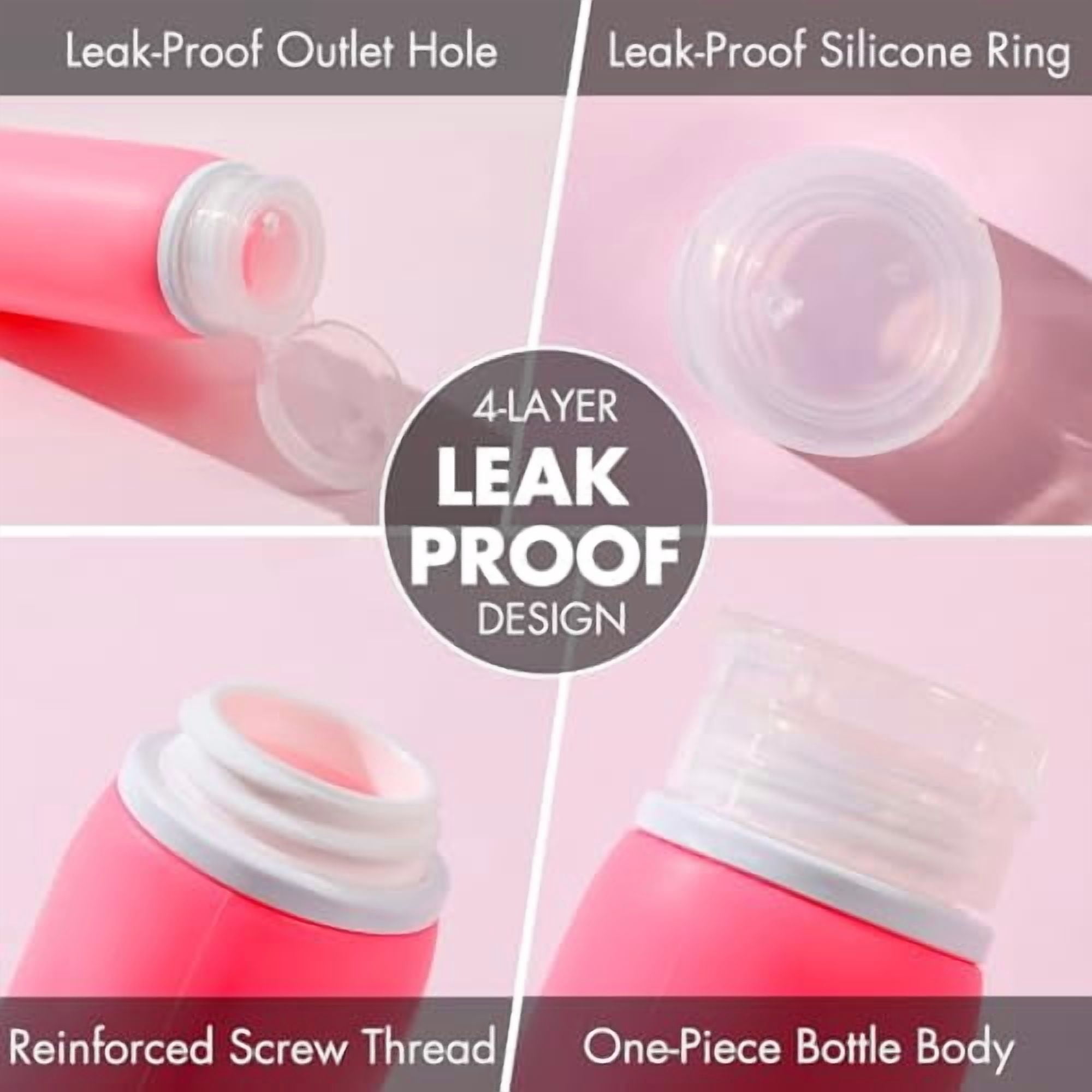 21 Pack Travel Bottles for Toiletries, Leak-Proof TSA Compliant Silicone Travel Size Containers for Shampoo and Conditioner, BPA Free with Toiletry Bag (Pink)