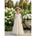 thumbnail image 2 of 2Bunnies Girls' 12M-12yr Paisley All-Over Lace V Back Long Sleeve Maxi Flower Girl Dress, 2 of 4