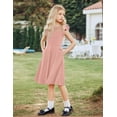thumbnail image 4 of Arshiner Girls Dress Summer Ruffle Sleeve Mesh A Line Casual Party Dresses with Pockets, 4 of 6