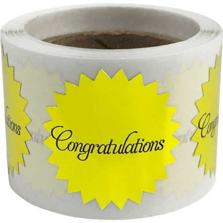 Congratulations Stickers Metallic Gold Seals 1 Inch 100 Adhesive Labels ...