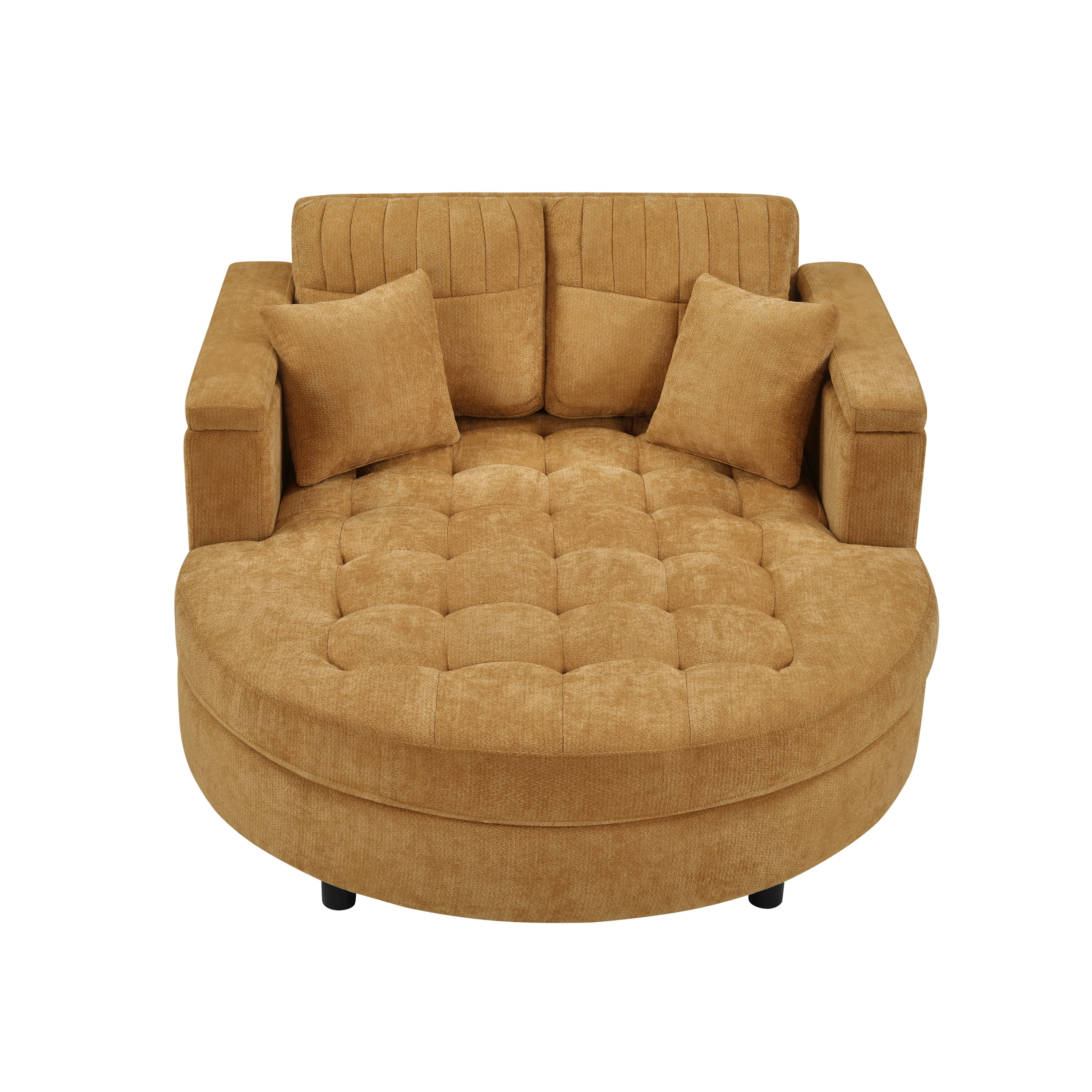 Euroco 66.9" Oversized Chaise Lounge Chair Indoor,Cloud Plush Chenille Floor Sofa Bed with Deep Seat,Storage Arms & Removable Pillows,Modern Upholstered Sofa Couch for Living Room,Yellow