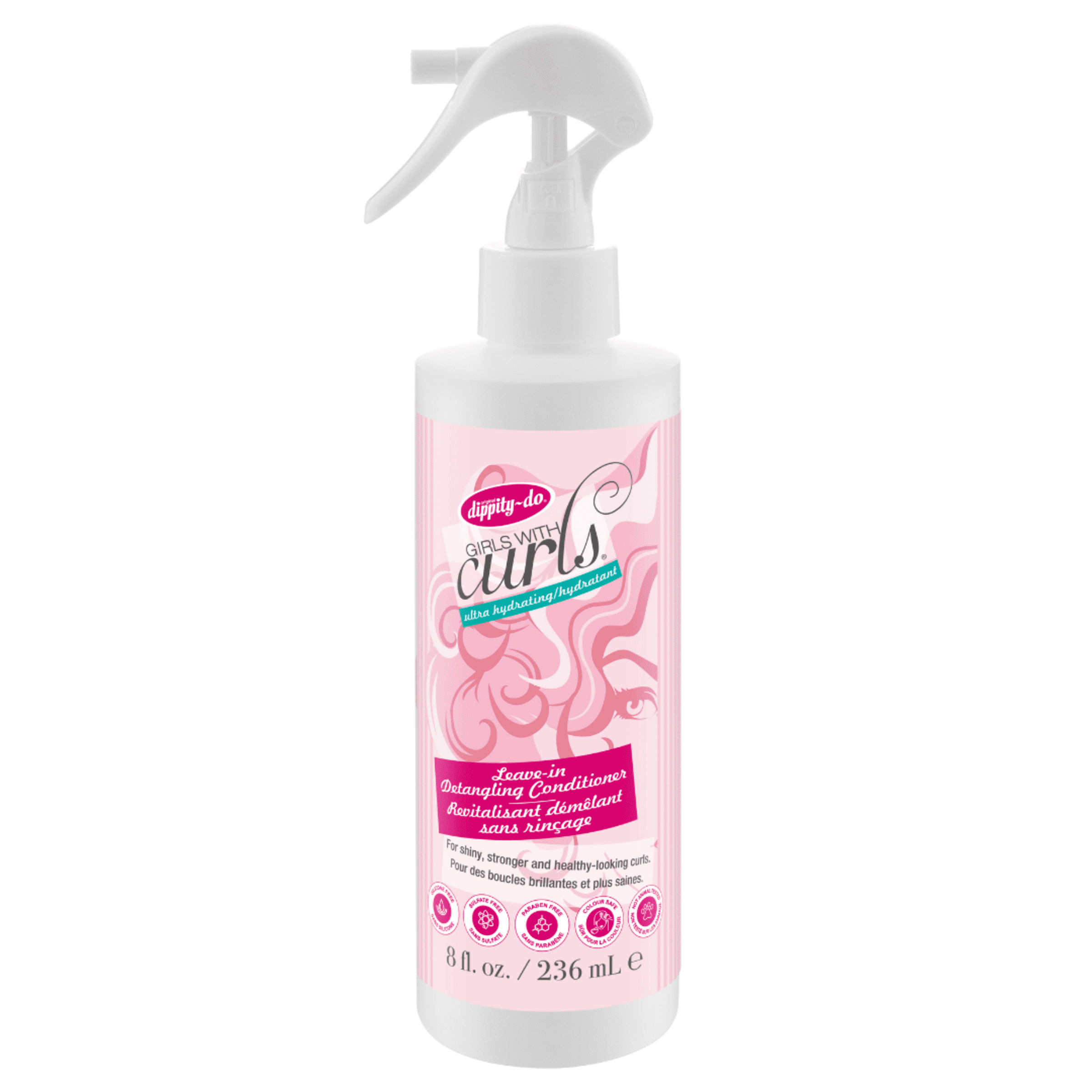(6 pack) Dippity-do Girls with Curls De-Frizz Leave-In Detangling Conditioner, 236 ml/8.0 fl oz