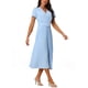 thumbnail image 4 of Vestido midi plisado fluido con cinturón de manga corta envolvente y escote en V para mujer INSPIRE CHIC 2024, azul M, 4 of 6