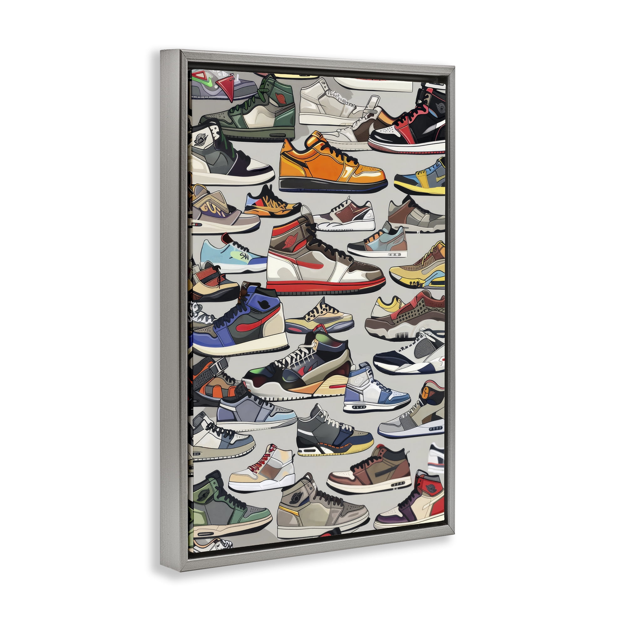 Stupell Industries Shoe Time Urban Styles Gray Framed Floater Canvas Wall Art, design by Ray Powers
