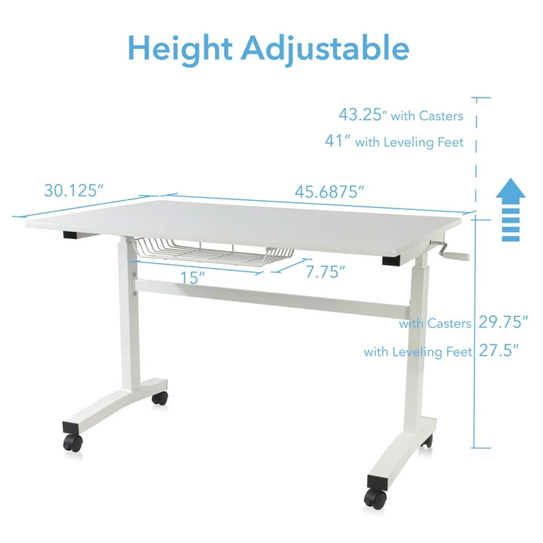 Atlantic Sit Stand Height Adjustable Desk with Side Crank