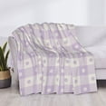 thumbnail image 3 of Rateoe Floral Purple Buffalo Plaid Pattern Flannel Throw Blanket, Ultra-soft Blanket for Bed, Couch, Car, Hypoallergenic Anti-pilling blanket-50"x40"(Horizontal), 3 of 6