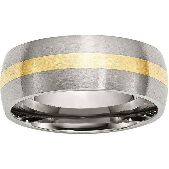 Primal Steel Stainless Steel with 14K Yellow Inlay Brushed 8mm Band