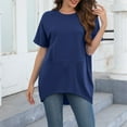 thumbnail image 6 of TODOZO T Shirts for Women Loose Fit Casual Lightweight Soft Basic Tees Womens Summer Tops Ladies' Fashionable and Casual Loose Oversized Button Pocket Short Sleeved T Shirt Top Dark Blue L, 6 of 9
