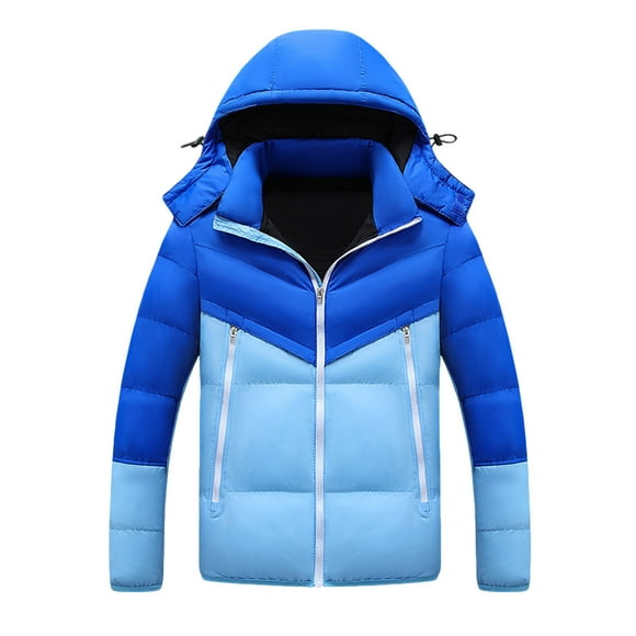 BADHUB Mens Jackets Clearance Mens Winter Coats with Hood Men down Men's Casual Jacket Winter Warm Padded Cotton Hooded Coat Men Trendy Puffer Jacket