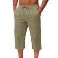 thumbnail image 2 of Bovxnpu Mens Capris Pants Beach Loungewear Pants Men Cargo 7 Pants Solid Elastic Waist Drawstring Side Pockets Casual Pants, 2 of 8