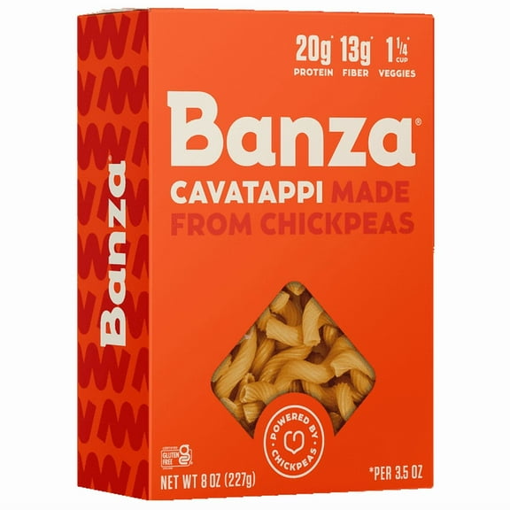 Banza Cavatappi Pasta from Chickpeas - Gluten Free, High Protein, and Lower Carb Protein Noodles, 8oz(2 Packs)
