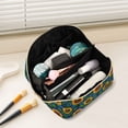 thumbnail image 2 of FORMRS Makeup Bag Travel Cosmetic Organizer for Women Fold Flat Zipper Pouch with Handle, Blue Art Sunflowers, 2 of 8