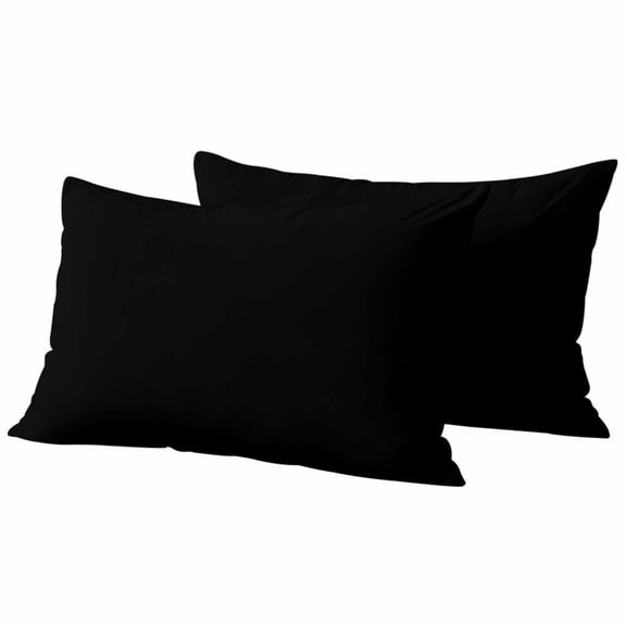 Black Outdoor Waterproof Pillow Covers, Solid Color Farmhouse Black Decorative Rectangle Throw Pillowcase Sofa Cushion Sham for Patio/Couch/Chair, 20"x12" 2 Pack