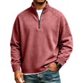 thumbnail image 2 of GrmtClth Mens Half Zip Stand Collar Waffle Grid Pullover Tops Textured Knit Long Sleeve Light Warm Autumn Winter Casual Office Polo Shirts Wine XL, 2 of 7