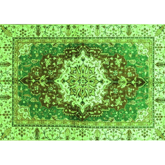 Ahgly Company Indoor Rectangle Abstract Green Modern Area Rugs, 2' x 5'