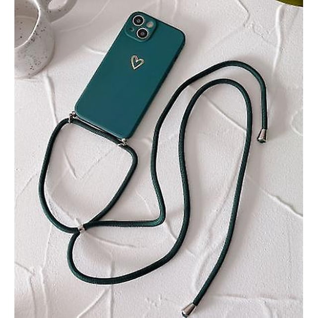 Chain Lanayrd Case Compatible Iphone 14 Pro Max/14 Pro Heart Motif Pattern With Cord For Necklace Soft