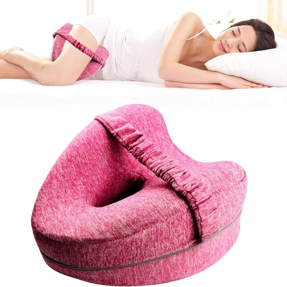 Pink side sleeping pillow with shoulder straps