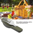 thumbnail image 4 of Juego de cubiertos de camping 4 en 1 de acero inoxidable plegable con cuchillo, tenedor y cuchara para picnics portátiles, color verde, 4 of 8