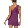 thumbnail image 3 of IROINNID Sheath Dress For Women Sleeveless One Shoulder Sexy One Shoulder Ruched Skinny Mini Short Dress Strapless Dress, 3 of 7