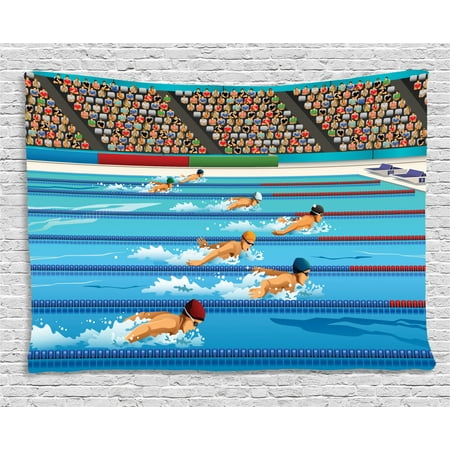 Olympics Decorations Tapestry Ilration Of Swimmers Swimming - Living Room Bedroom Competition Olympics Decorations Tapestry Ilration Of Swimmers Swimming - Living Room Bedroom Competition