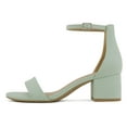 thumbnail image 2 of Cityclassified Shoes Women Low Chunky Block Heel Sandals Open Toe Ankle Strap WEEKEND-S Light Green Mint Nubuck Suede 5.5, 2 of 5