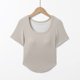 thumbnail image 4 of Tops de Manga Corta de las Mujeres Casual, Moda de Color Sólido, con la Almohadilla de Pecho Top de Pijama para las Mujeres, 4 of 7