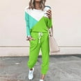 thumbnail image 2 of YUGYXL Plus Size Sweatsuits Set for Women 2 Piece Tracksuits Color Block Outfits Crew Neck Top and Sweatpants Green M, 2 of 5