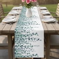 thumbnail image 4 of Teal Green Eucalyptus Leaves Table Runner - 72 Inch Long Spring Plants Leaves Country Cotton and Linen Blended Dress Scarves Farmhouse Table Runner for Kitchen Dining, Coffee Table, 13" x 72", 4 of 8