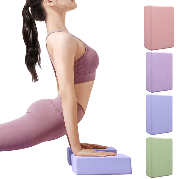Hvmvliv Yoga Block High Density EVA Yoga Block for Stretching and Pilates, Non Slip Waterproof Foam Exercise Brick for Balance Support and Posture Training Blue