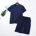 thumbnail image 2 of Busydd Pajama Sets for Men 2 Piece Short Sleeve V Neck T Shirts and Drawstring Shorts Loungewear Set Casual Cozy Solid Color Sleepwear, 2 of 4
