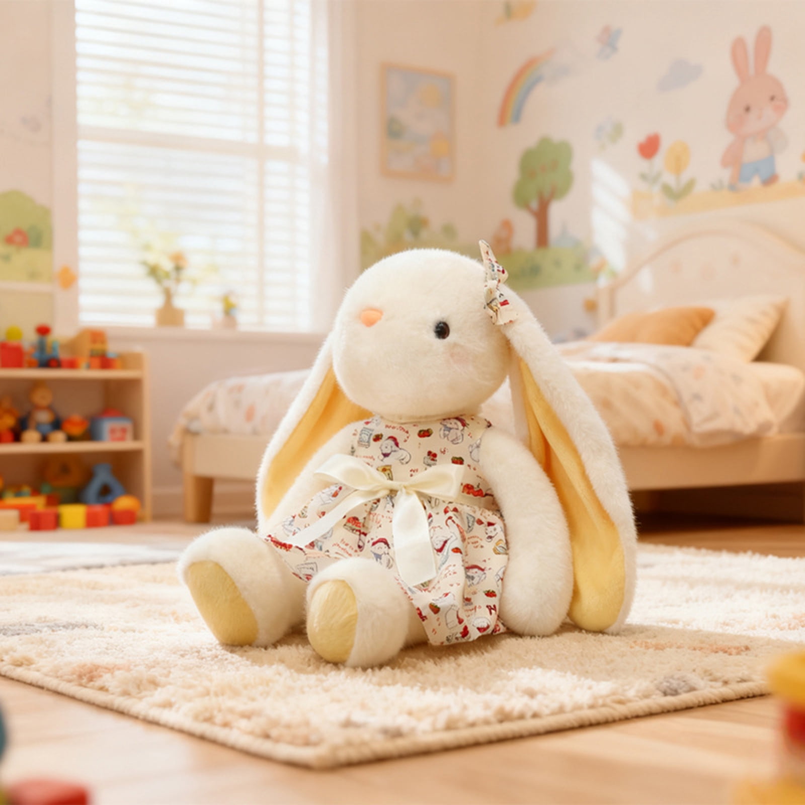 Plush Rabbit Stuffed Animal, Soft Floppy Bunny Toy for Girls Boys, Cute Easter Bunny Doll for Bedroom Decor, Hugging Pillow Gift 18 inch Blue