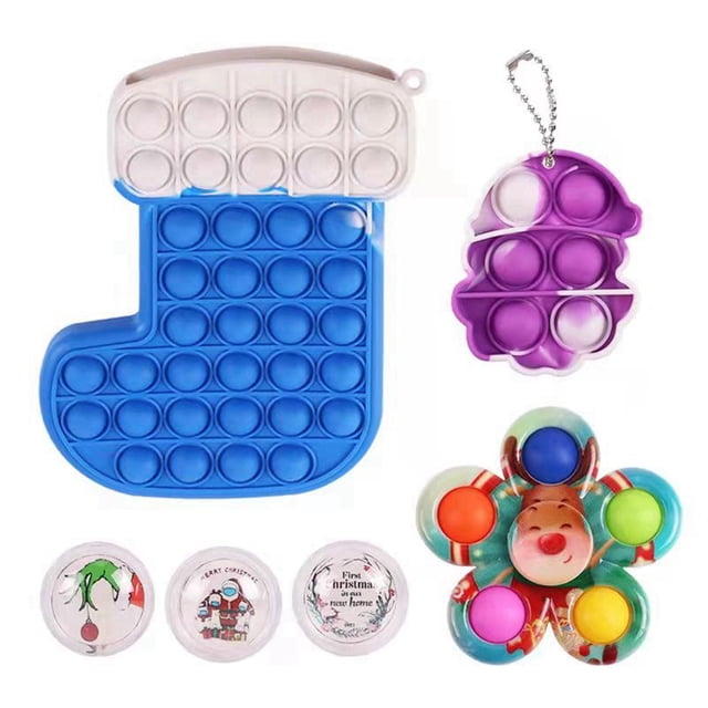 goowrom 6Pcs Fidget Toys Packs with Bubble Stockings Keychain Spinner Toy